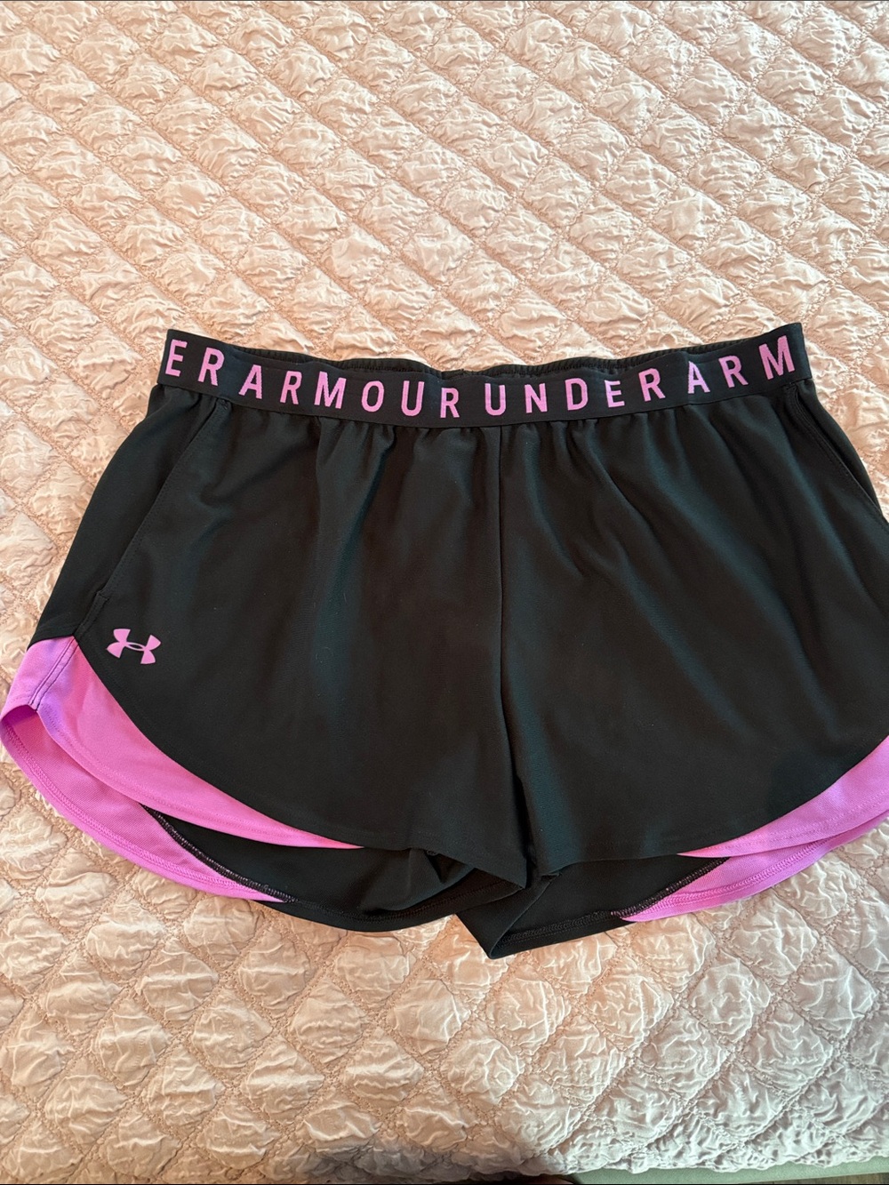 Under Armour Black with Lilac Trim Women's Athletic Layered Shorts
